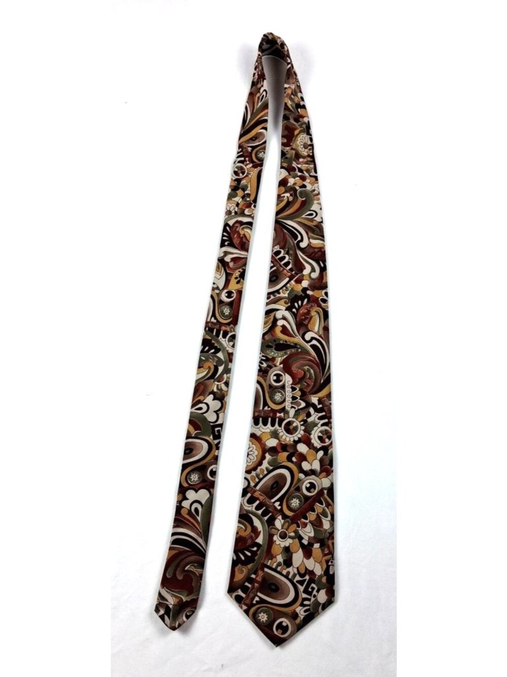 Vintage Adams Row Mens Paisley Abstract Floral Tie Multicolor 57" L - Picture 7 of 10